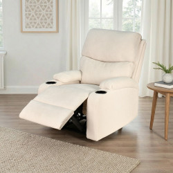 كرسي استرخاء ثابت مودرن قماشي عصري بيج