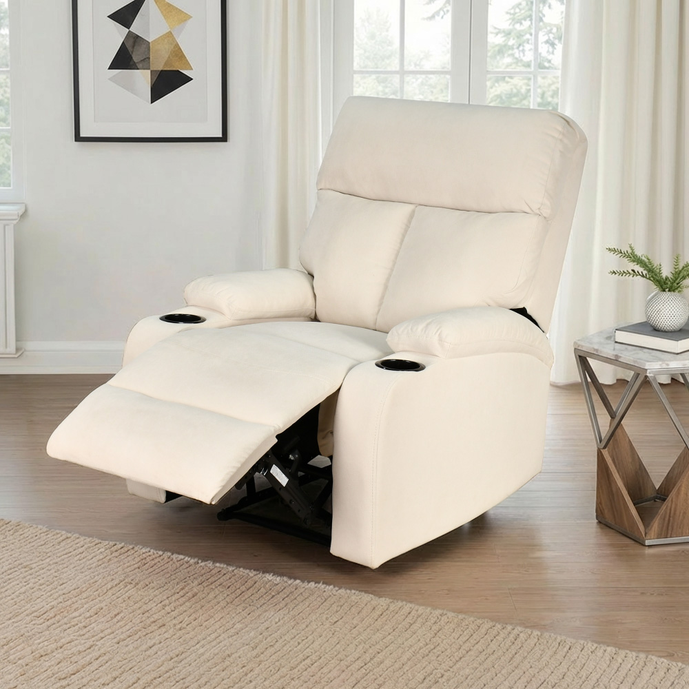 كرسي استرخاء ثابت مودرن قماشي عصري بيج كرسي استرخاء ثابت مودرن قماشي عصري بيج