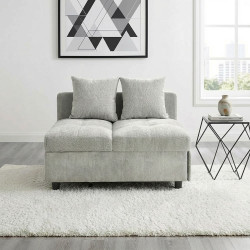 كنبة فاخرة قابلة للتعديل الي سرير مودرن مع تخزين رمادي