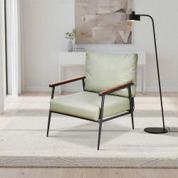 كرسي مفرد جلد بهيكل معدني تصميم عصري مينت جرين كرسي مفرد جلد بهيكل معدني تصميم عصري مينت جرين