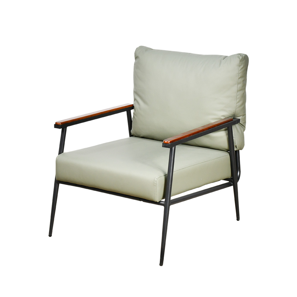 كرسي مفرد جلد بهيكل معدني تصميم عصري مينت جرين