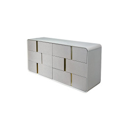 غرفة نوم متكاملة مودرن 8 قطع خشب فاخر - رمادي