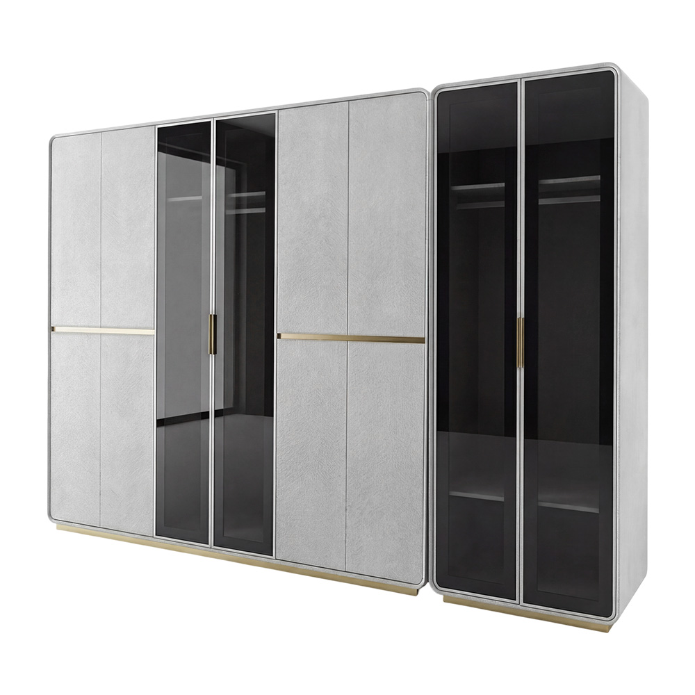 غرفة نوم متكاملة مودرن 8 قطع خشب فاخر - رمادي