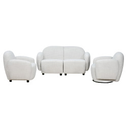 طقم كنب 2 مقعد فاخر مع كرسيين دوار وثابت أوف وايت
