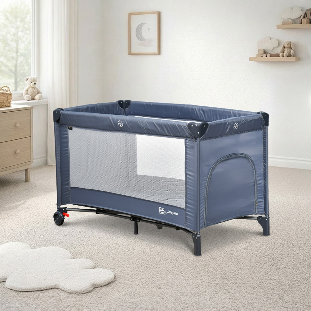 محبس أطفال حواجز متنقل بتصميم آمن رمادي