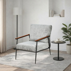 كرسي مفرد مخمل بهيكل معدني تصميم عصري رمادي كرسي مفرد مخمل بهيكل معدني تصميم عصري رمادي