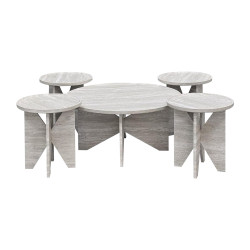 طقم طاولات خدمة مودرن خشبي 5 قطع رمادي