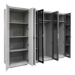 غرفة نوم متكاملة مودرن ملكي 8 قطع خشب وجلد فاخر - رمادي × ذهبي