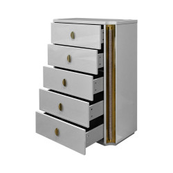 غرفة نوم متكاملة مودرن ملكي 8 قطع خشب وجلد فاخر - رمادي × ذهبي