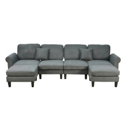 كنبة زاوية مودرن قماش تصميم عصري رمادي غامق