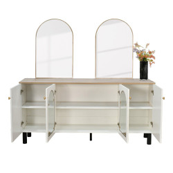 دولاب بوفيه خشب واكريلك مع مرآة 160 سم