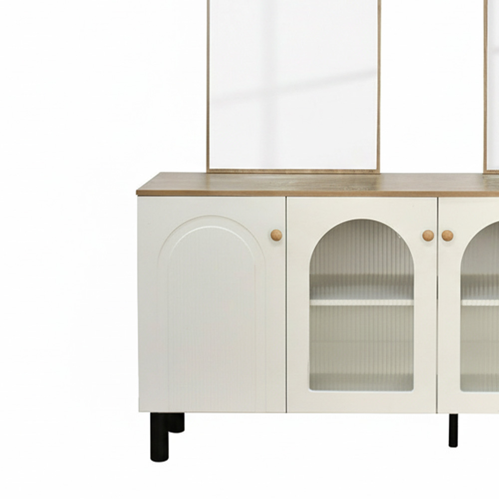 دولاب بوفيه خشب واكريلك مع مرآة 160 سم