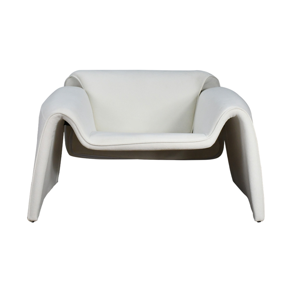 كرسي مفرد مودرن قماشي بهيكل خشبي أوف وايت