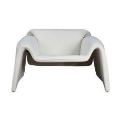 كرسي مفرد مودرن قماشي بهيكل خشبي أوف وايت