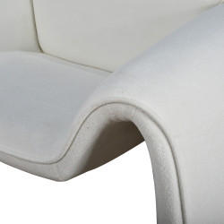 كرسي مفرد مودرن قماشي بهيكل خشبي أوف وايت