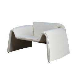 كرسي مفرد مودرن قماشي بهيكل خشبي أوف وايت