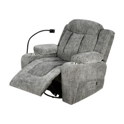 كرسي استرخاء فخم هزاز دوار بحامل جوال رمادي غامق