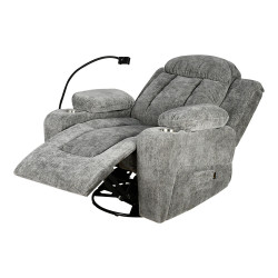 كرسي استرخاء فخم هزاز دوار بحامل جوال رمادي غامق