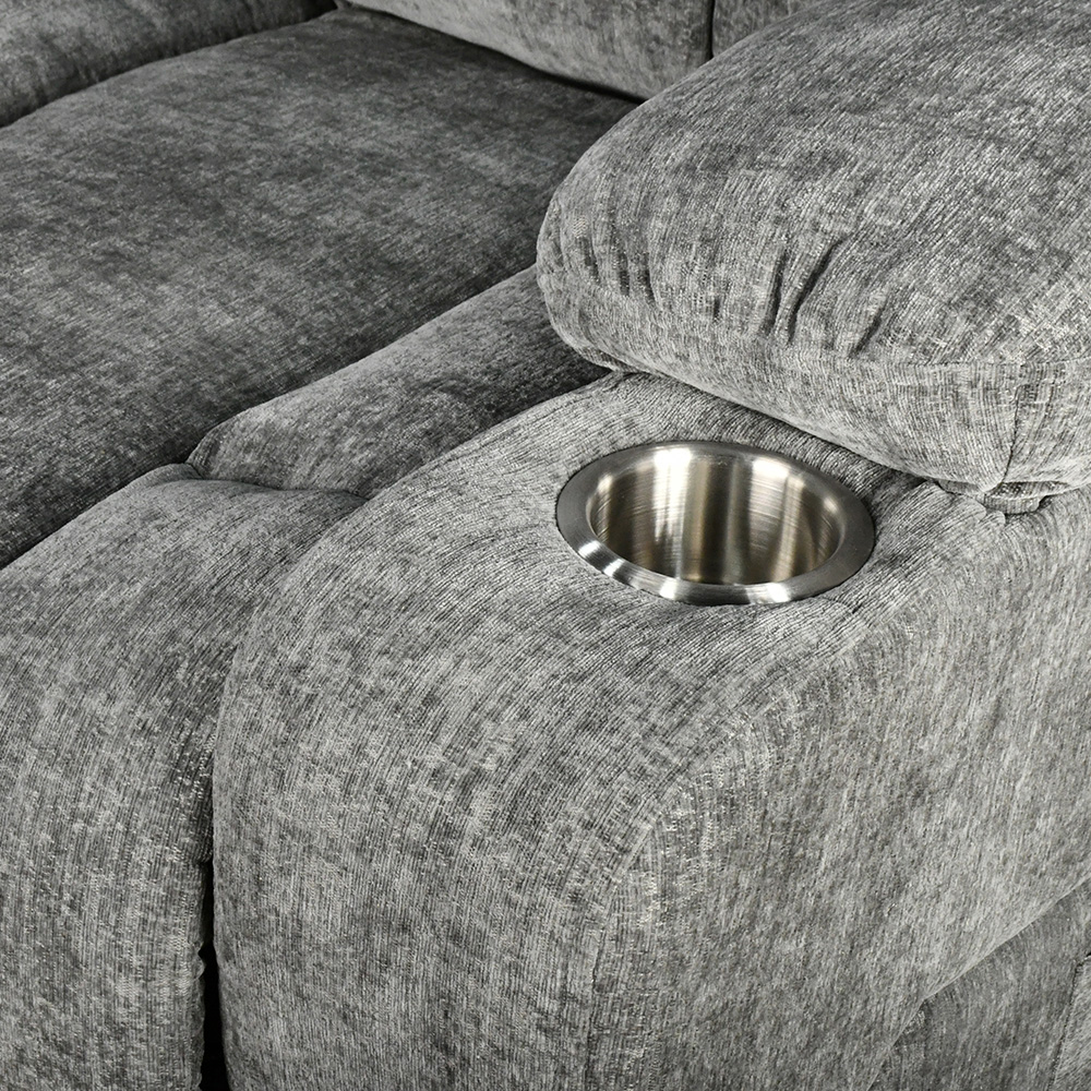 كرسي استرخاء فخم هزاز دوار بحامل جوال رمادي غامق