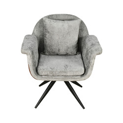 كرسي مفرد مودرن قماشي بقاعدة معدنية رمادي غامق