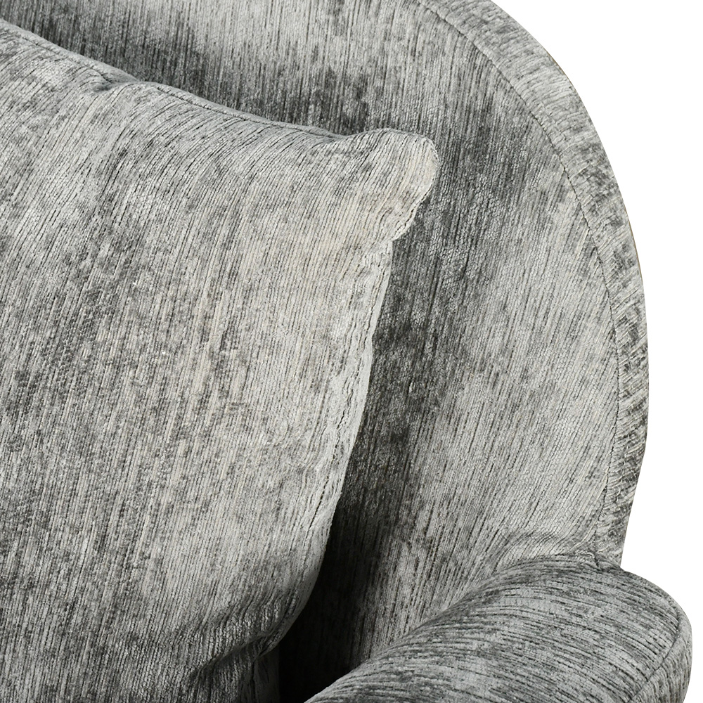 كرسي مفرد مودرن قماشي بقاعدة معدنية رمادي غامق