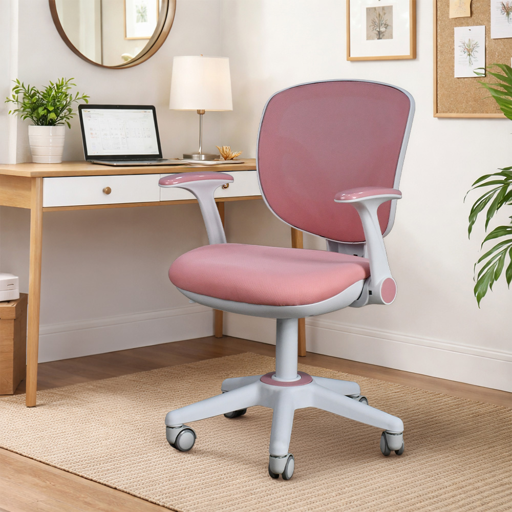 كرسي مكتب مودرن دوار قابل للتعديل وردي