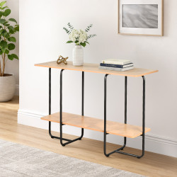 مدخل استقبال خشبي 2 دور بهيكل معدني بيج