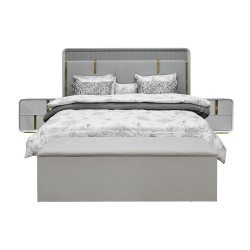 غرفة نوم متكاملة مودرن 8 قطع خشب فاخر - رمادي