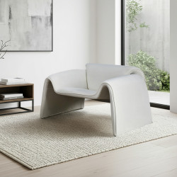 كرسي مفرد مودرن قماشي بهيكل خشبي أوف وايت كرسي مفرد مودرن قماشي بهيكل خشبي أوف وايت