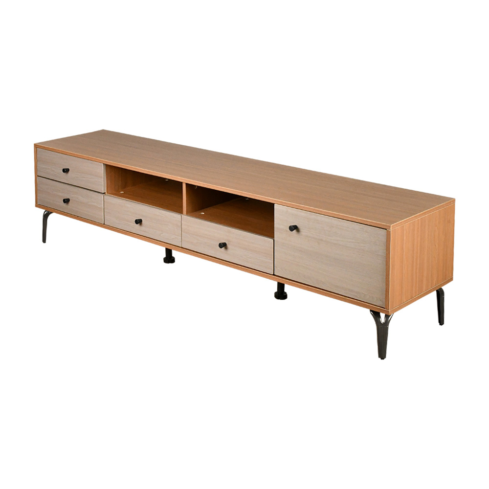 وحدة تلفاز خشب مودرن بأدراج تخزين بيج 160 سم