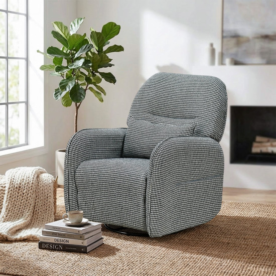 كرسي استرخاء فخم هزاز دوار قماشي مودرن