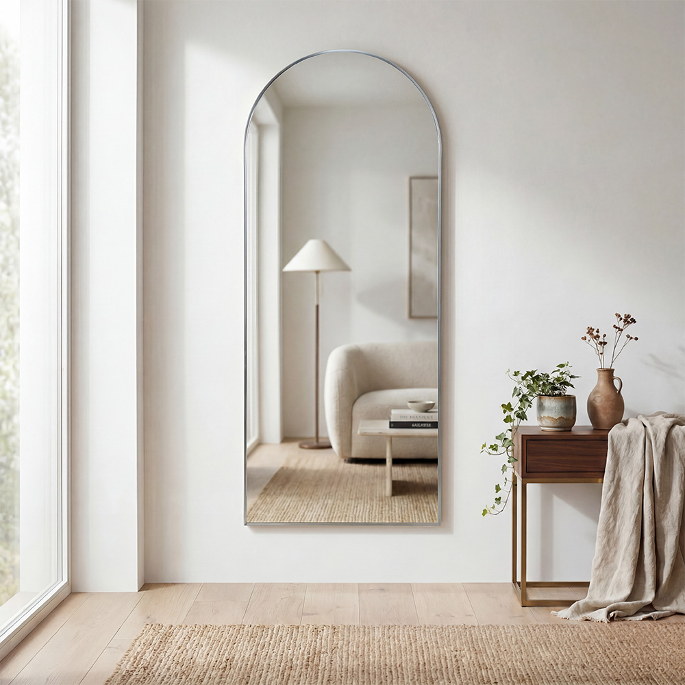 مرآة ديكور حائط بإطار فضي 70×180 سم