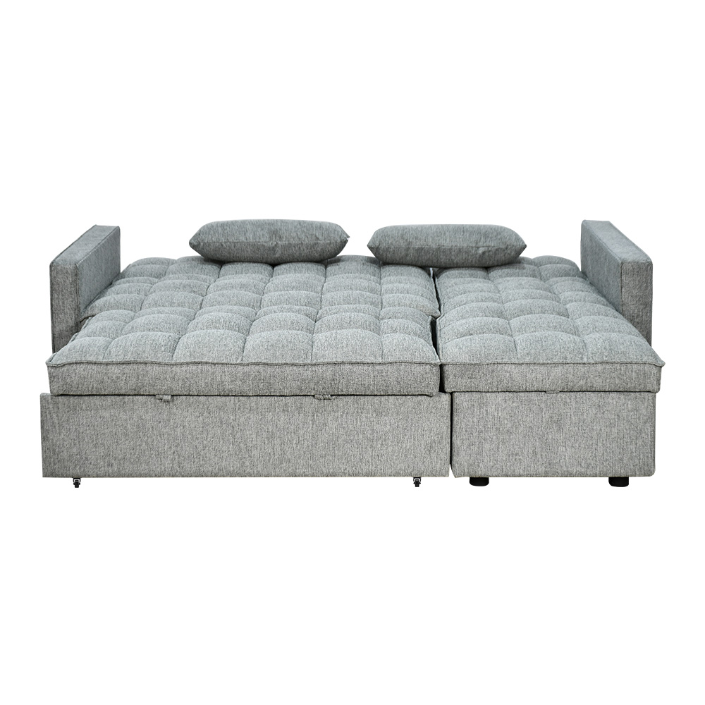 كنبة زاوية قماش مودرن بتصميم عصري مع تخزين رمادي