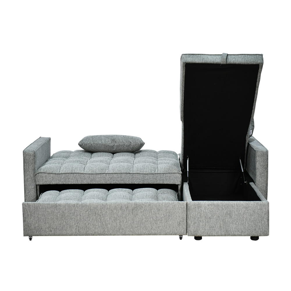 كنبة زاوية قماش مودرن بتصميم عصري مع تخزين رمادي