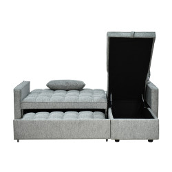 كنبة زاوية قماش مودرن بتصميم عصري مع تخزين رمادي