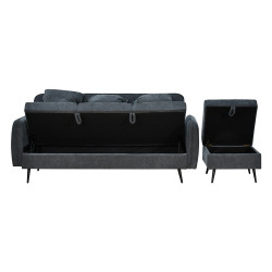 كنبة مودرن 3 مقاعد قماش مع صندوق تخزين