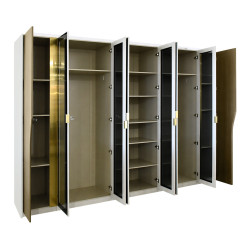 غرفة نوم متكاملة مودرن 8 قطع خشب فاخر - بيج