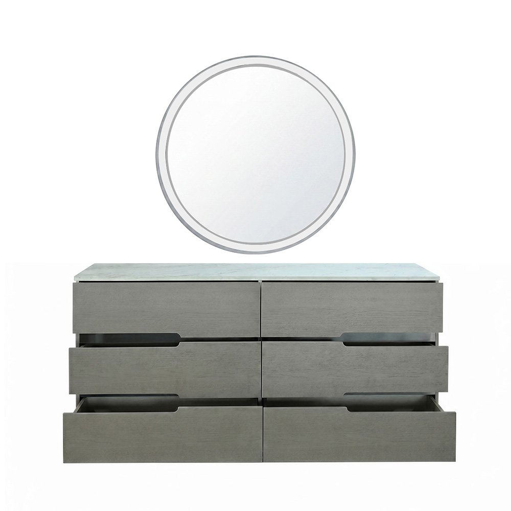 غرفة نوم متكاملة مودرن 8 قطع خشب فاخر - رمادي