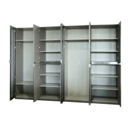 غرفة نوم متكاملة مودرن 8 قطع خشب فاخر - رمادي