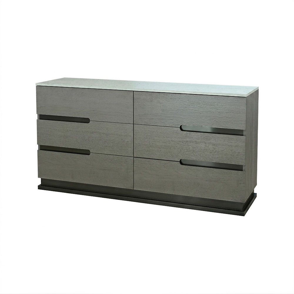 غرفة نوم متكاملة مودرن 8 قطع خشب فاخر - رمادي