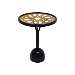 طاولة خدمة مفردة خشب سطح زجاجي بهيكل معدني