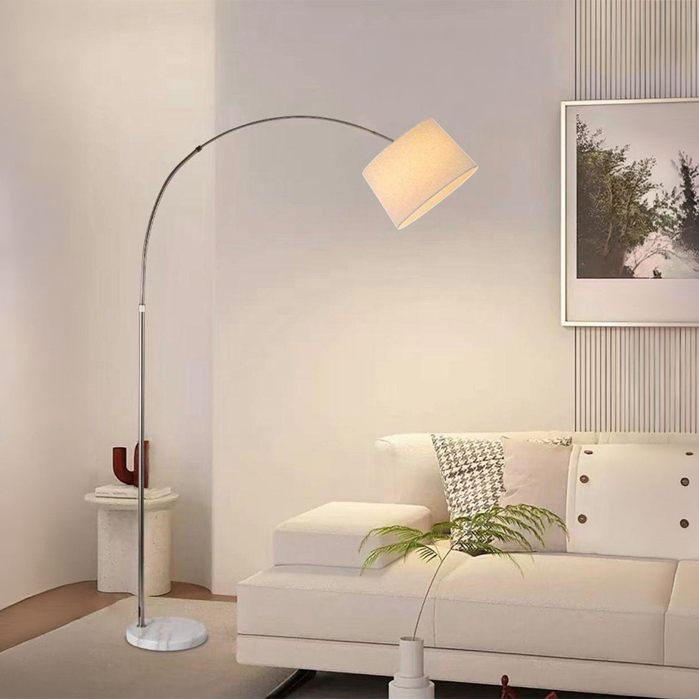 أباجورة أرضية استاند معدني منحني - فضي 200 سم