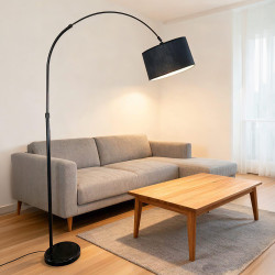 أباجورة أرضية استاند معدني منحني - أسود