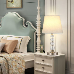 أباجورة طاولة معدنية تصميم أنيق - فضي