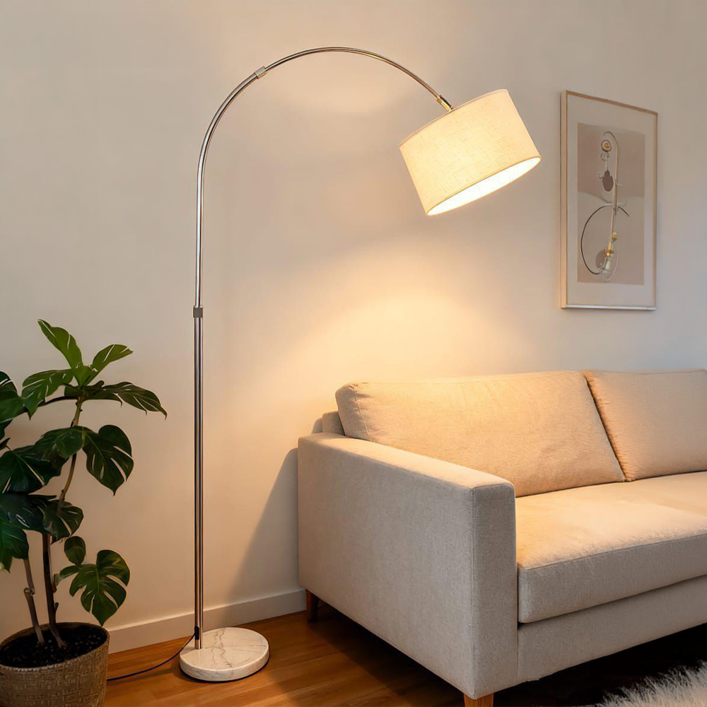 أباجورة أرضية استاند معدني منحني - فضي