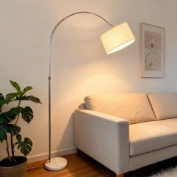 أباجورة أرضية استاند معدني منحني - فضي