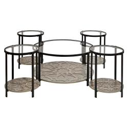 طقم طاولات خدمة 5 قطع 2 دور سطح زجاجي كافيه