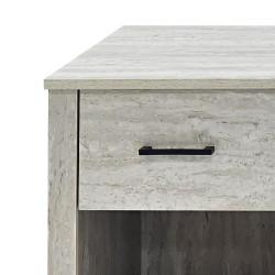 طاولة سرير جانبية خشب بـ درج عملي رمادي حجري