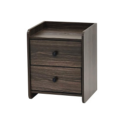 طاولة سرير جانبية خشب بـ 2 درج عملي بني