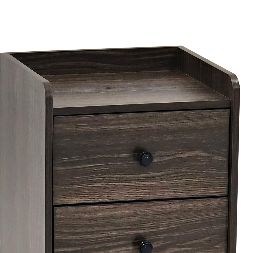 طاولة سرير جانبية خشب بـ 2 درج عملي بني